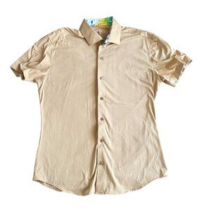 Bertigo Mens Tan Short Sleeve Button-Up Shirt L